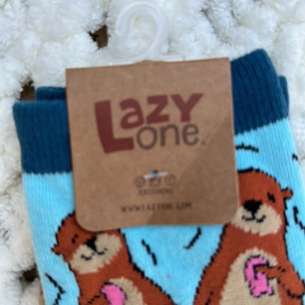 Lazy One Socks - Otter Critter crew mid calf cozy new